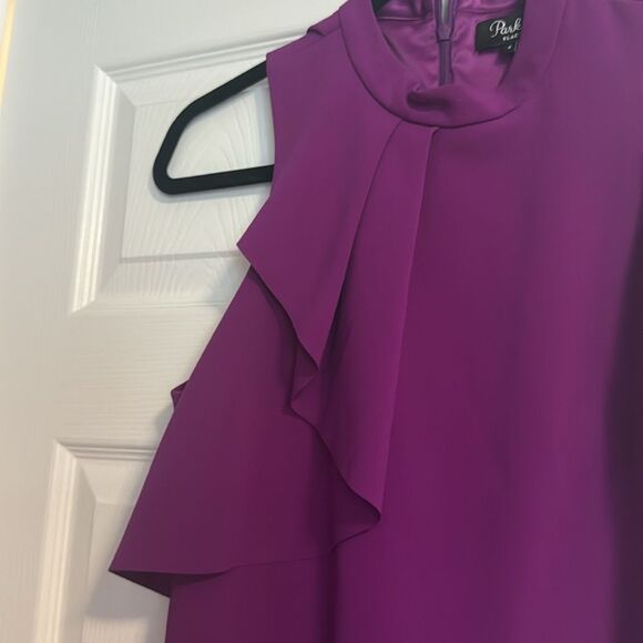 Parker Purple Asymmetrical Halter Cocktail Dress Size Small LIKE NEW - Back Zip - Picture 5 of 5